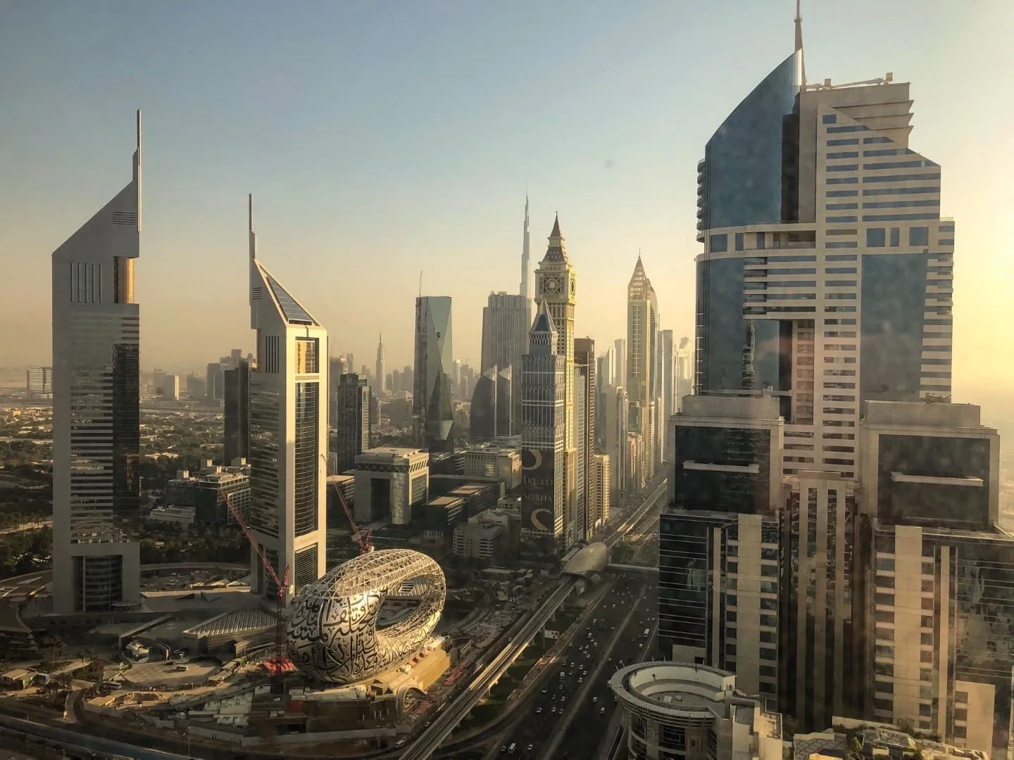The Dubai skyline along Sheikh Zayed Road